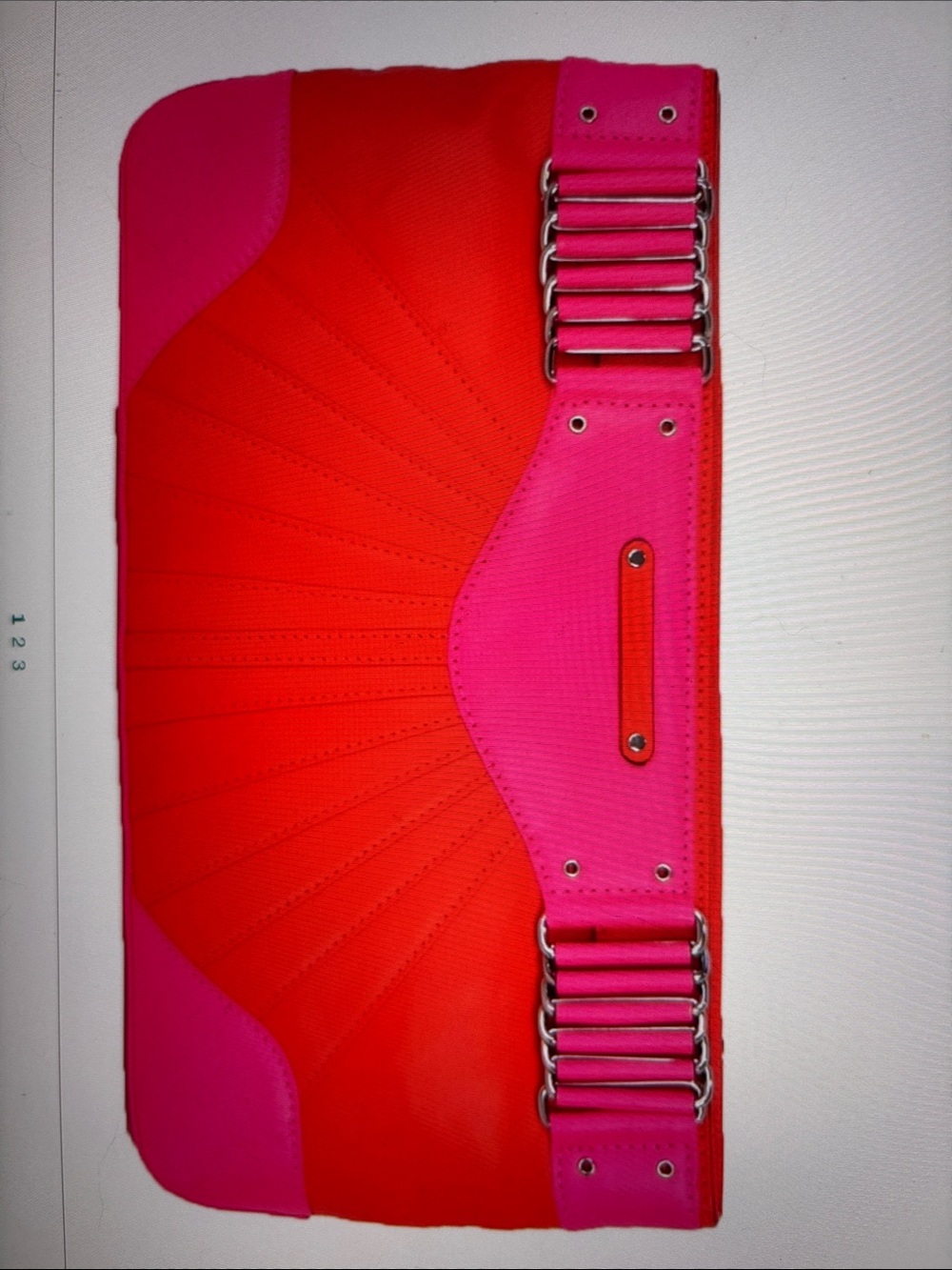 Rebecca Minkoff Park Avenue Two-Tone Leather Clutch -  Hot Pink & Coral